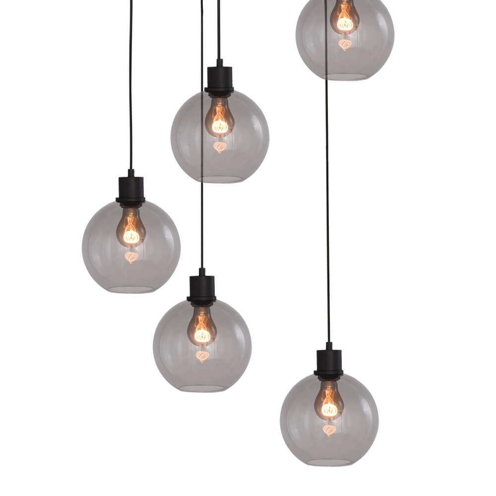 Vide hanglamp Lazise 5x Ø 20cm zwart Masterlight 8718121303550