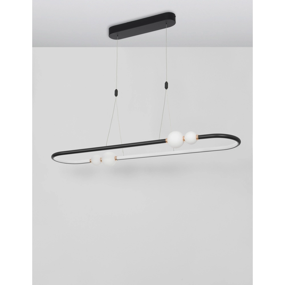 Hanglamp Celia zwart met wit ovaal Lyora 5212017429353