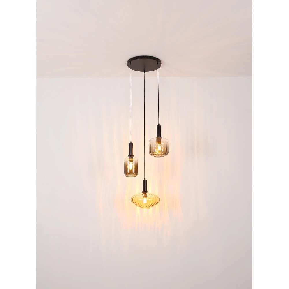 Hanglamp Valletta met gekleurd glas 3-lichts Globo 9007371455867