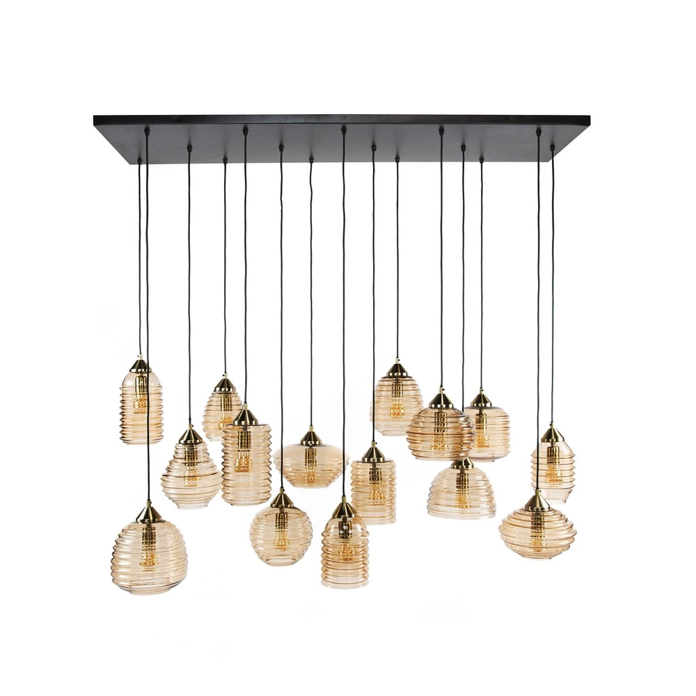 15-lichts hanglamp Rib geribbeld glas Lyora 8716803511132
