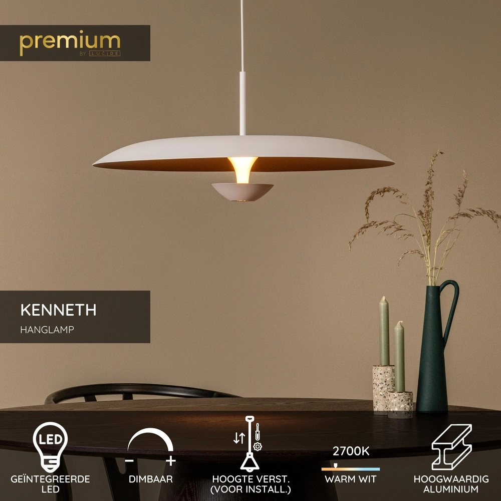Design hanglamp Kenneth wit Ø 60cm Premium by Lucide 5411212410467