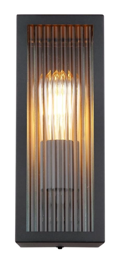Zwarte wandlamp Gundula geribbeld glas Globo 9007371437801