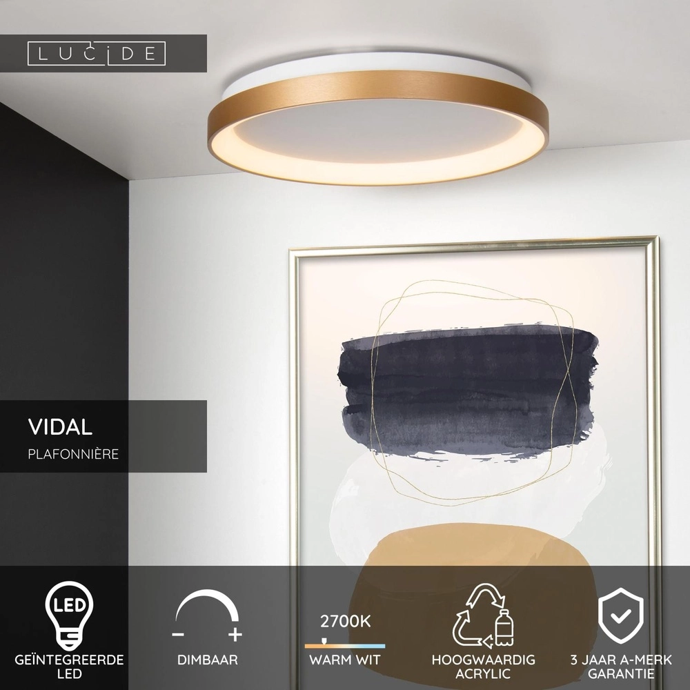 Plafonniere Vidal Ø 48cm goud Lucide 5411212460837