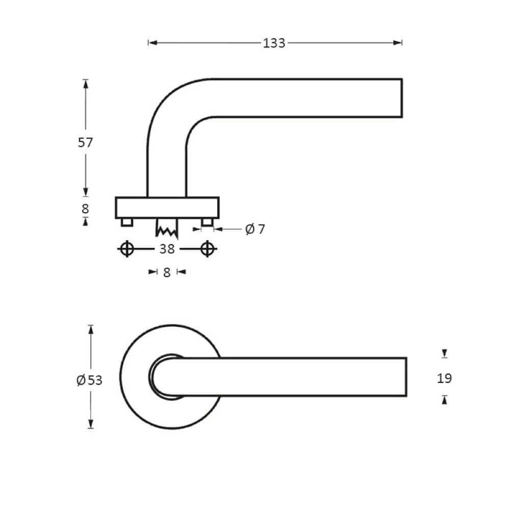 Deurklink Lisa 90 op rozet RVS Intersteel 8714186129999