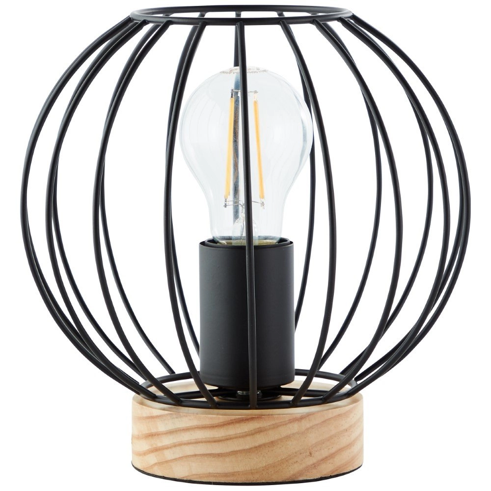 Draad tafellampje Sorana zwart met hout Draad tafellampje Sorana zwart met hout