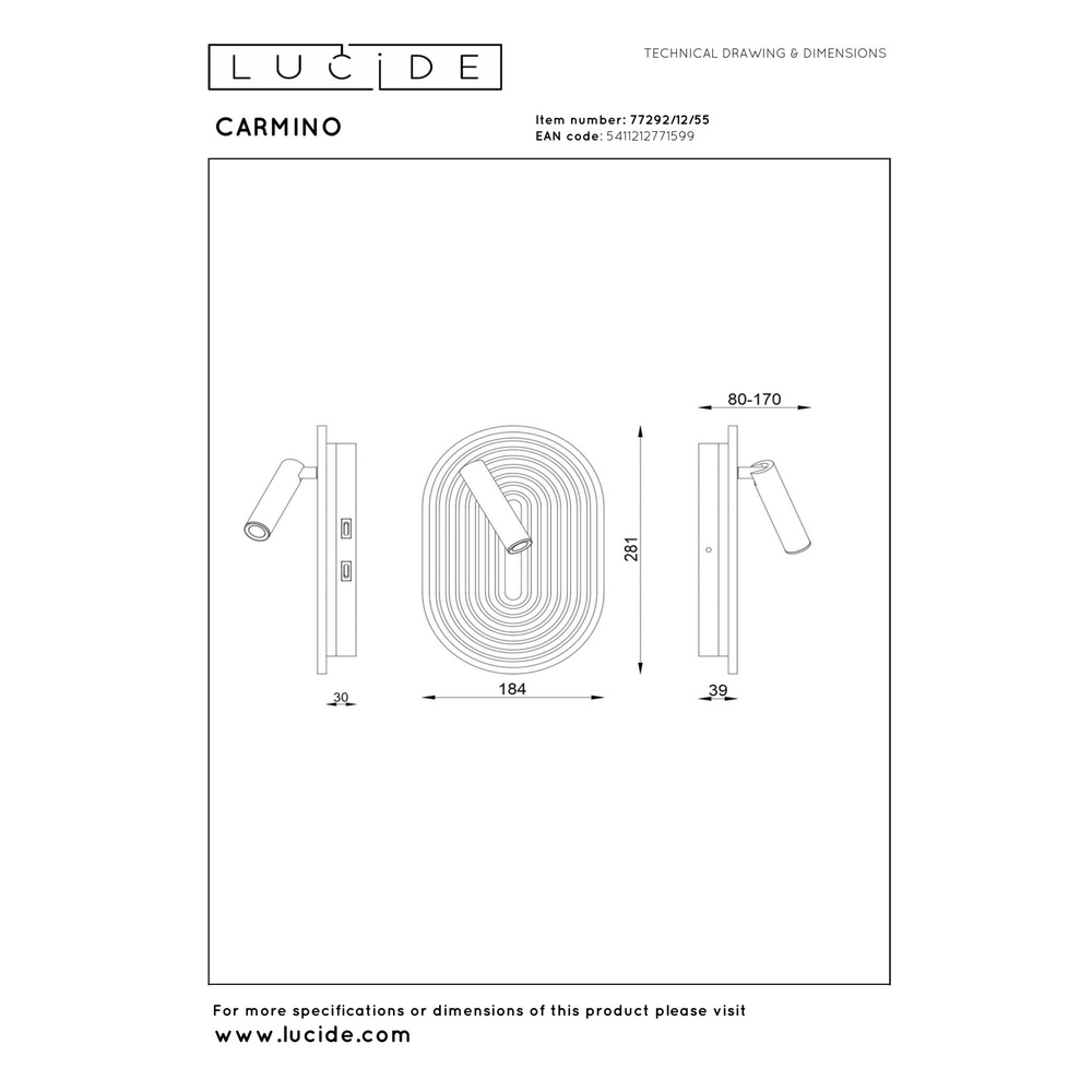 Design wandlamp Carmino terracotta Lucide 5411212771599