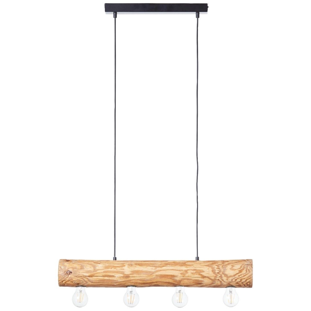 Houten hanglamp Trabo 4-lichts hout met zwart Brilliant 4004353393518