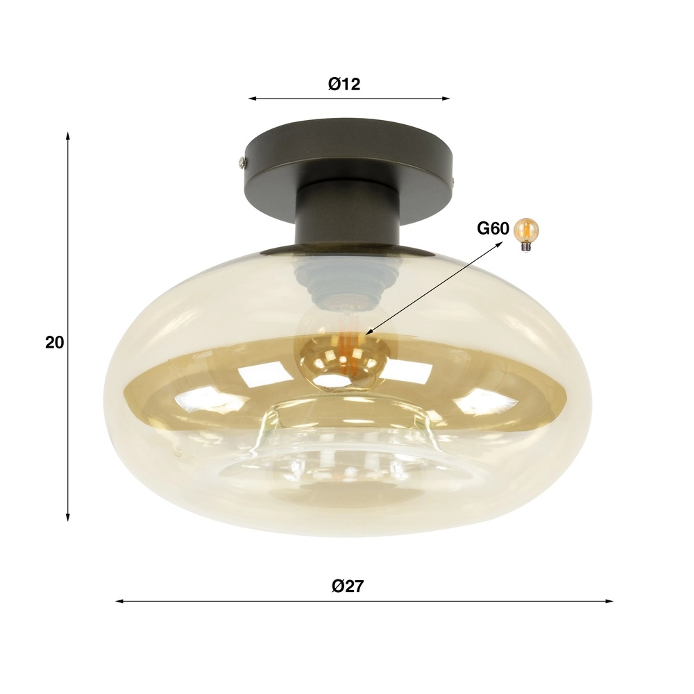 Glazen plafondlamp Soll Ø 27cm - amber glas Lyora 8716803510890
