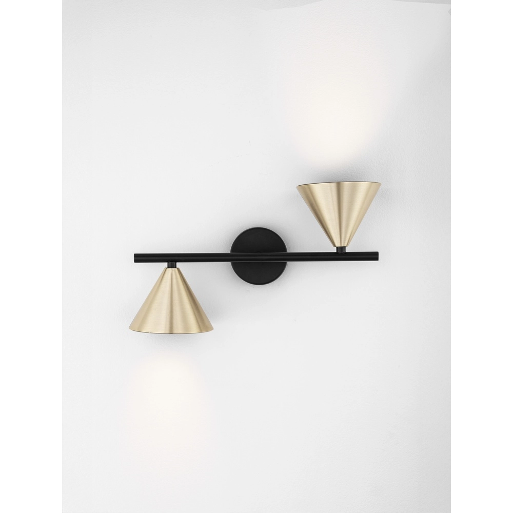 Wandlamp Conico dubbel zwart met goud Lyora 5212017475398