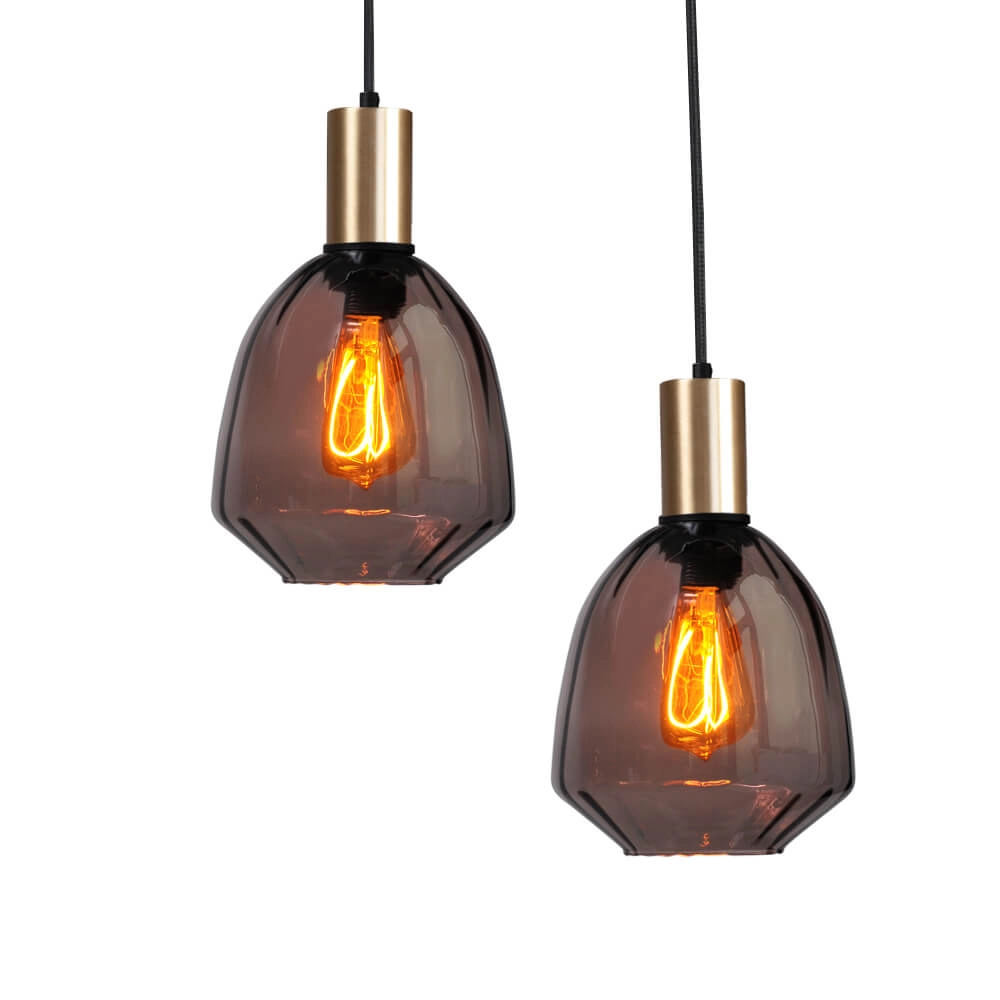 6-lichts hanglamp - goud - Porto met Nicolette red glazen Masterlight 8718121270623