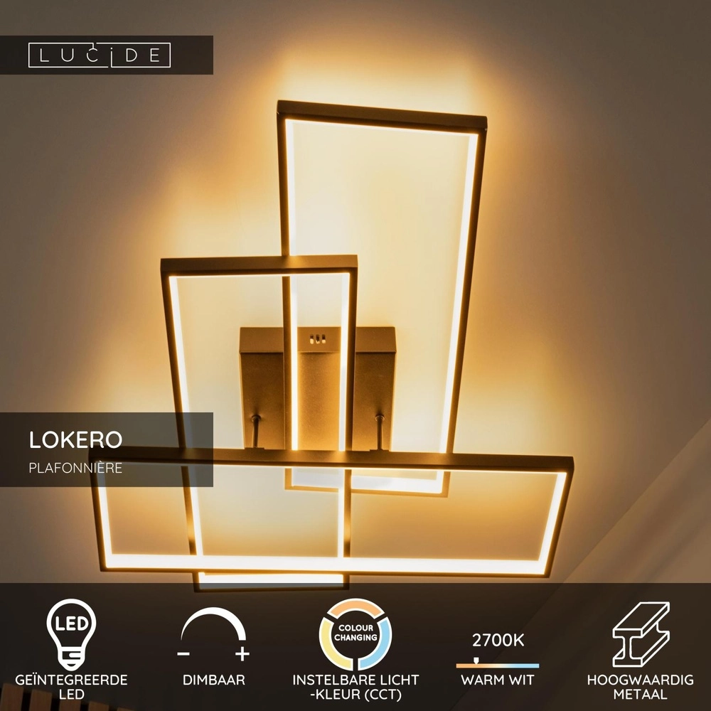 Design plafonniere Lokero zwart Lucide 5411212782953