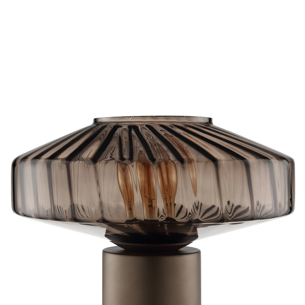 Unieke tafellamp Lyn koffie bruin Ø 28cm Brilliant 4004353476969