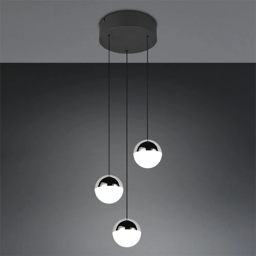 3-lichts hanglamp Senta rond chroom