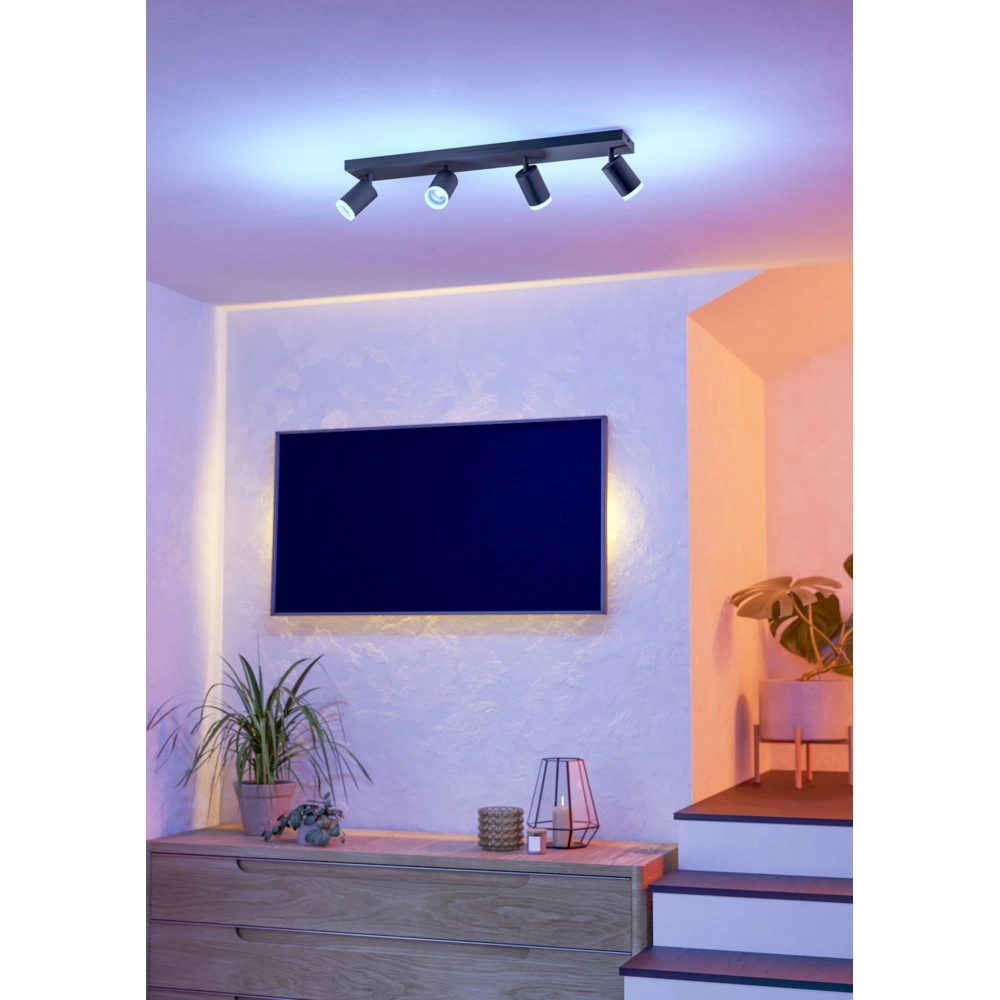 Smart opbouwspot Melitello-Z zwart 4-lichts Eglo 9008606358137