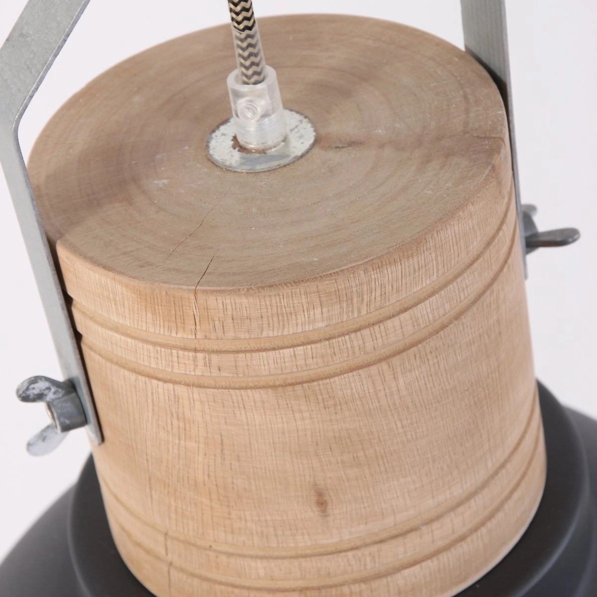 Landelijke hanglamp Denzel 38 38cm zwart met hout Steinhauer 8712746106046