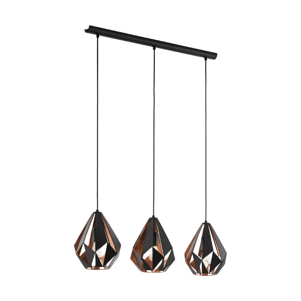Hanglamp Carlton 1 zwart met roodkoper Hanglamp Carlton 1 zwart met roodkoper