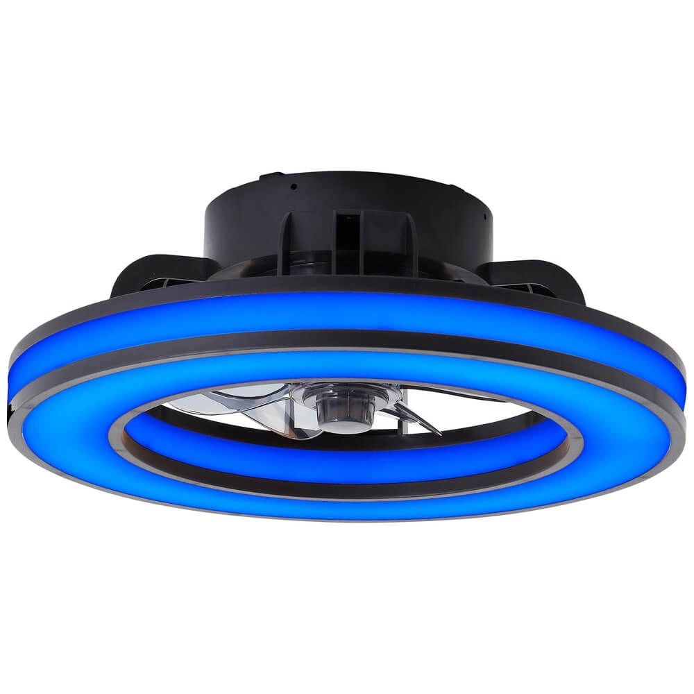 Zwarte plafondventilator Mondello met RGB lamp Brilliant 4004353453298