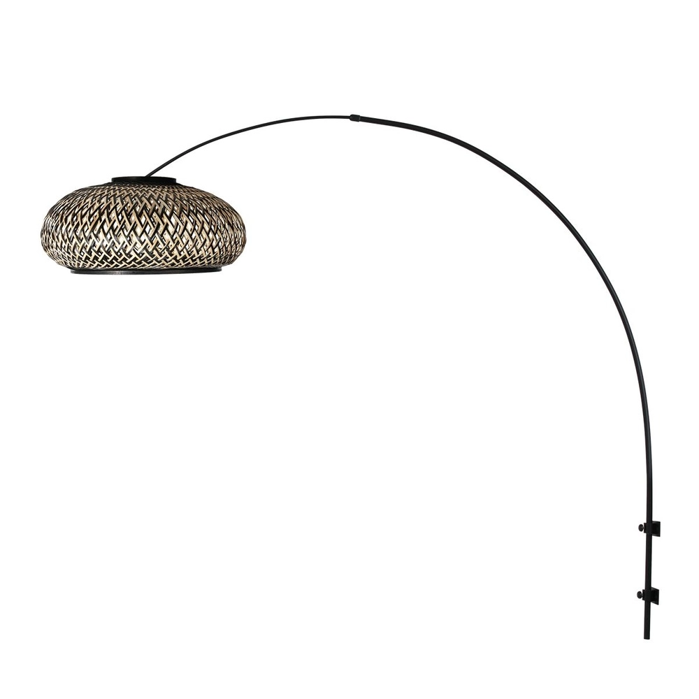 Wandlamp boog Sparkled Light rotan en zwarte kap Steinhauer 8712746182002