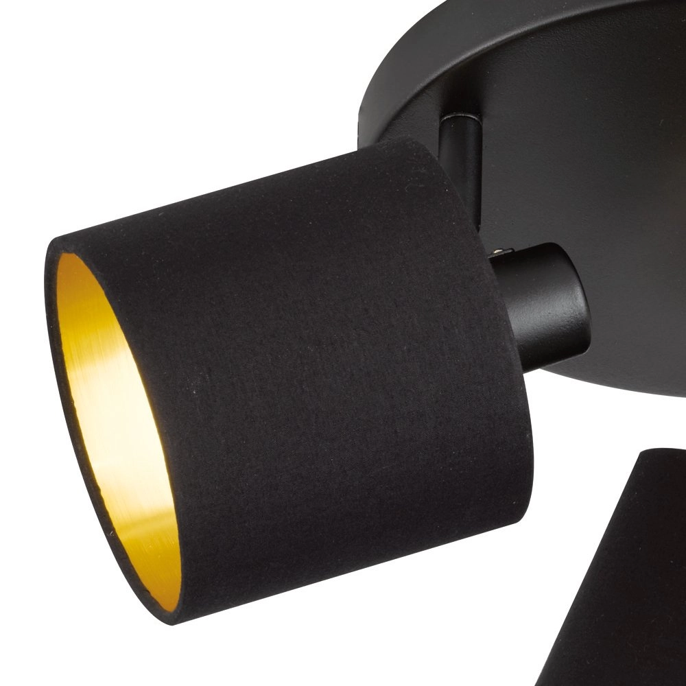 Plafondspot Tommy 3-lichts zwart met goud Trio 4017807388961