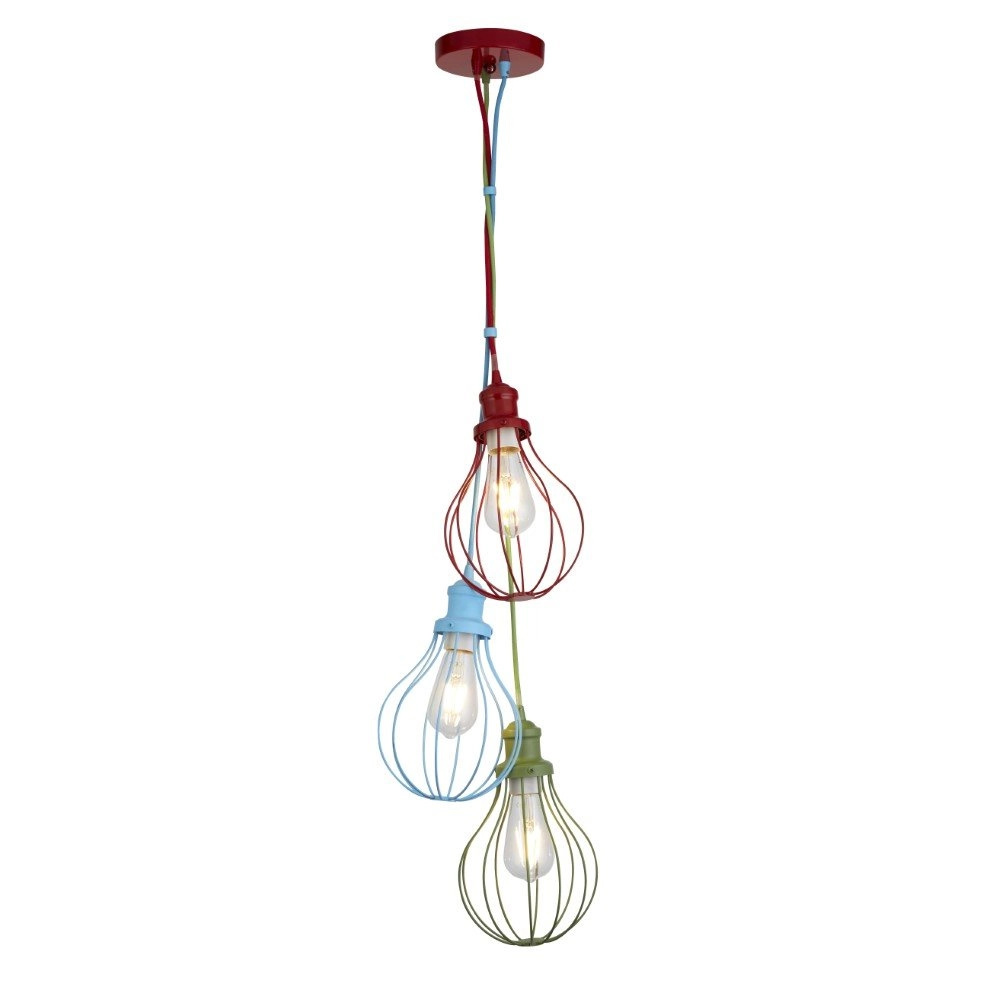 Kinderkamer hanglamp Kids 3-lichts gekleurd Searchlight 5053423167558