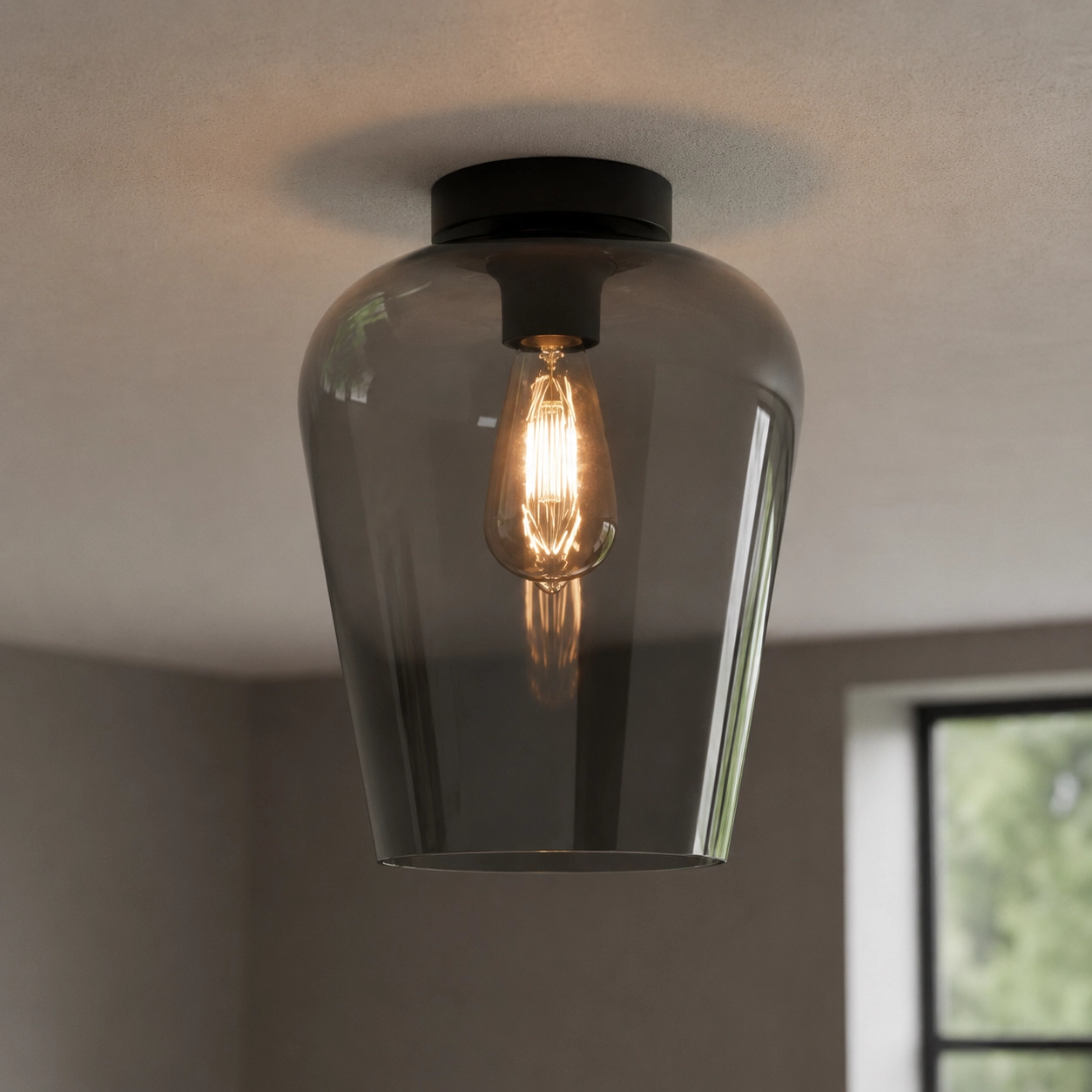 Plafondlamp Tombo smoke glas Ø 23cm