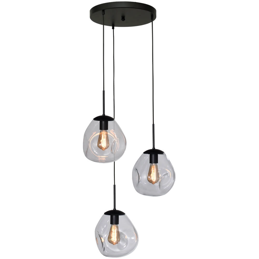 Pendel hanglamp Lava 3x helder glas Ø 24cm