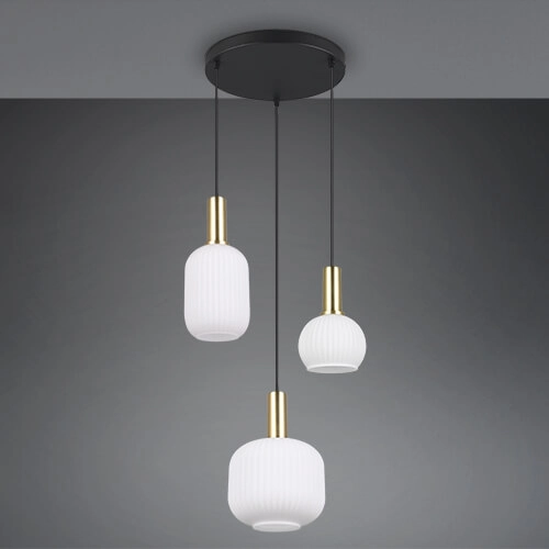 Eetkamer hanglamp Diva 3-lichts - wit glas Trio 4017807614503