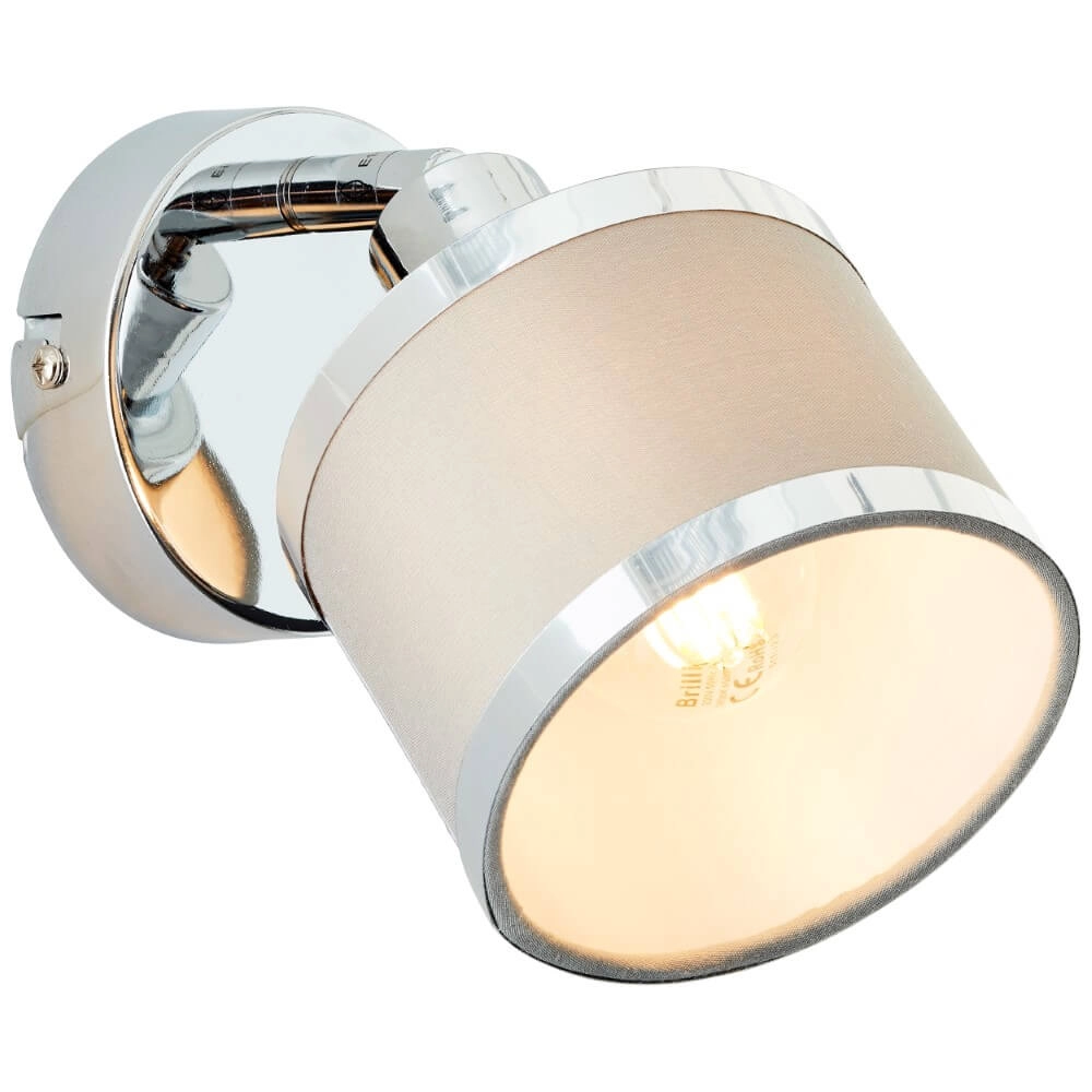 Chroom met grijs wandlampje Alexia design Brilliant 4004353424137