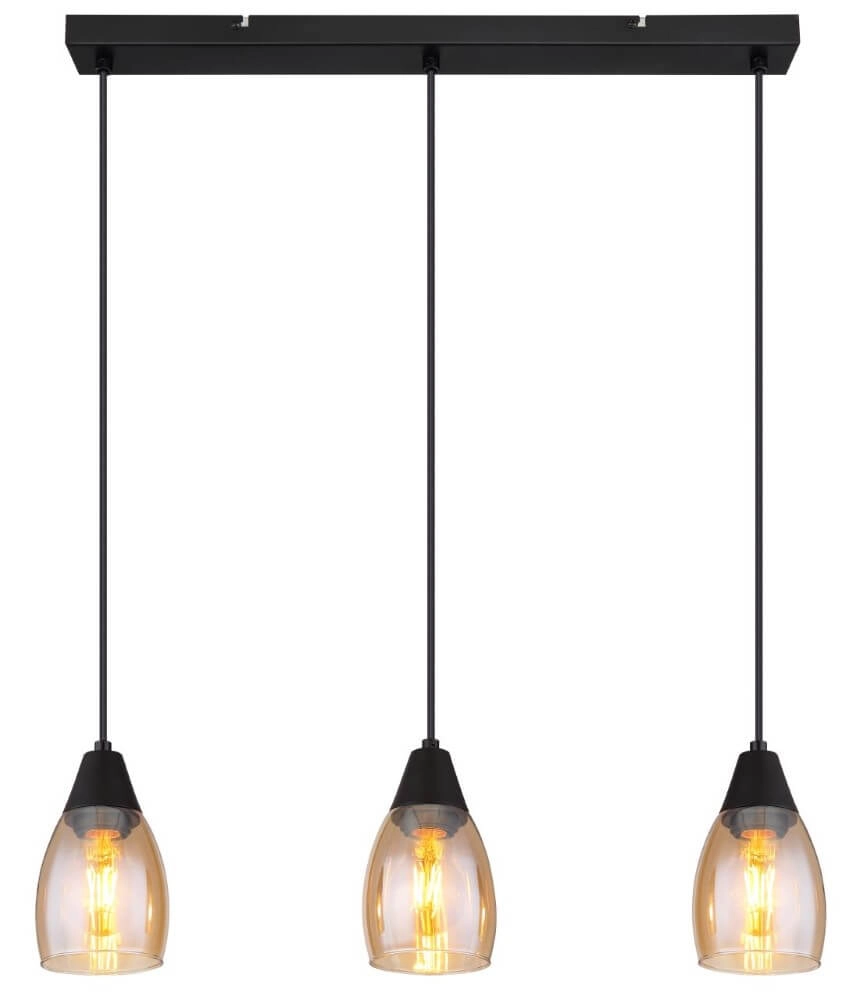 3-lichts hanglamp Reid amber glas Globo 9007371438730