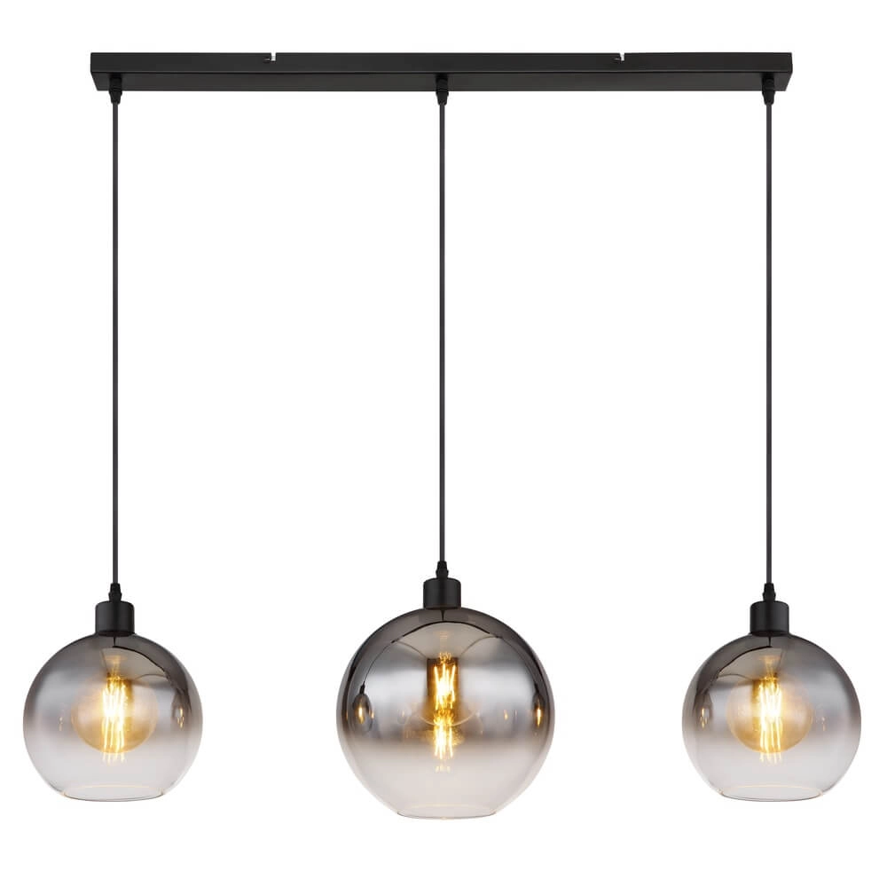 Zwarte hanglamp Newcastle bol smoke glas 3-lichts Globo 9007371452798