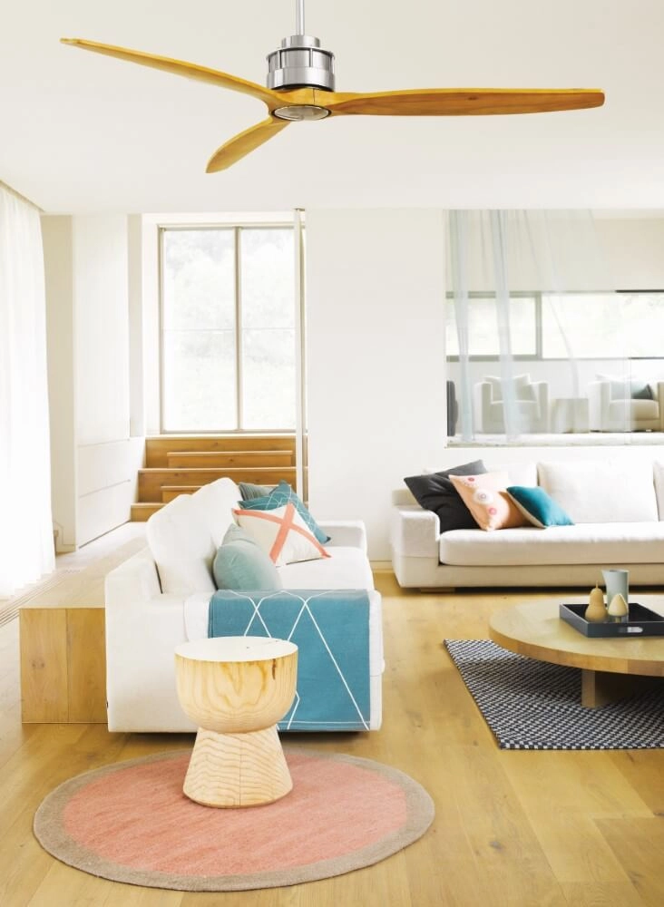 Houten plafondventilator met RVS Airfusion Akmani Ø 152cm Beacon 9333509103981