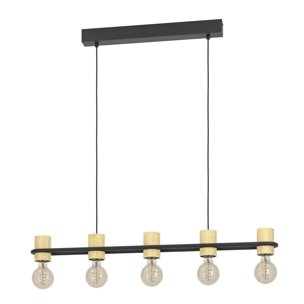 Hanglamp Chieveley met houtlook - 5x E27