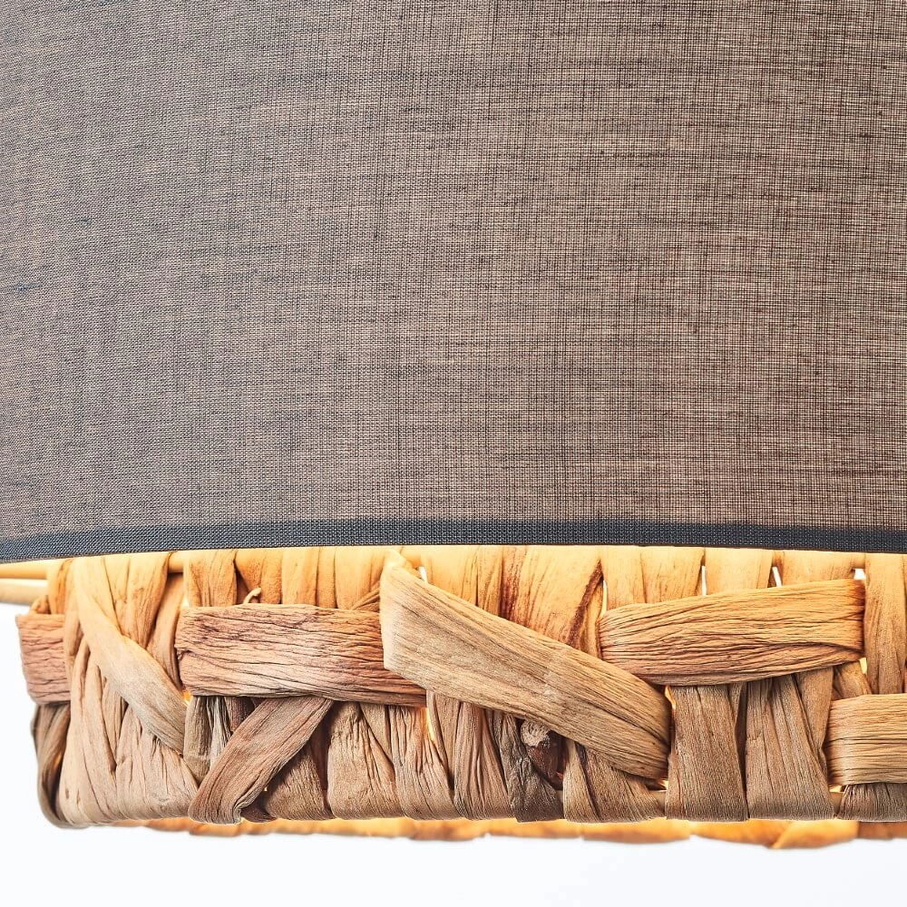 Eetkamer hanglamp Waterlilly rotan met grijze stof Brilliant 4004353411885