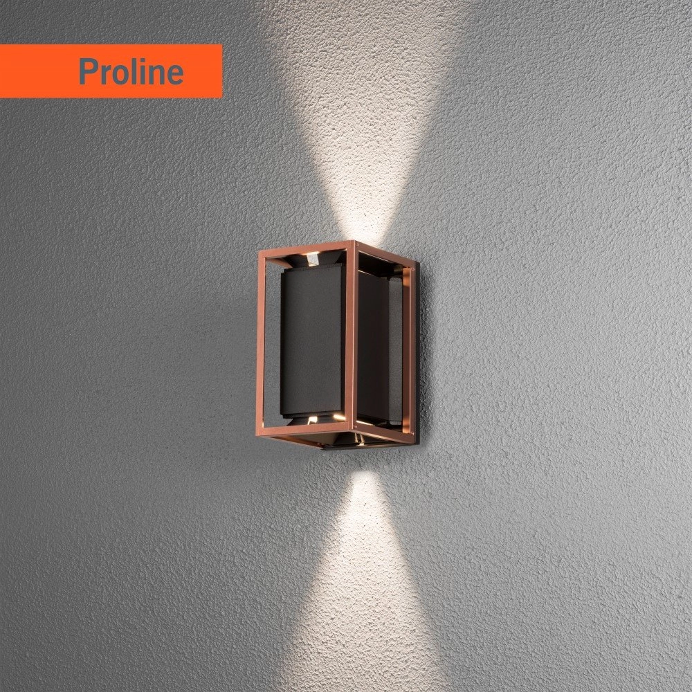 Buitenlamp Vale Up-Down zwart met roodkoper KonstSmide 7318304247599