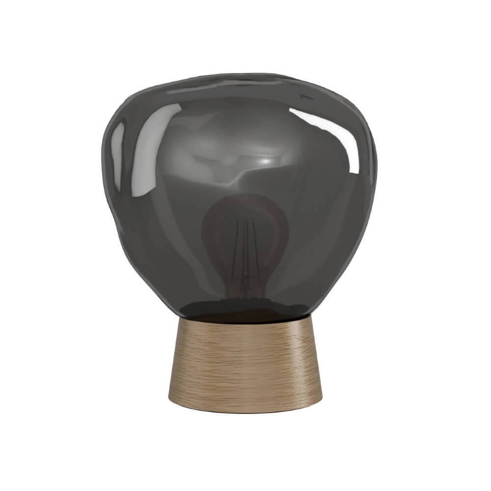 Tafellamp Magacela hout met smoke glas Tafellamp Magacela hout met smoke glas
