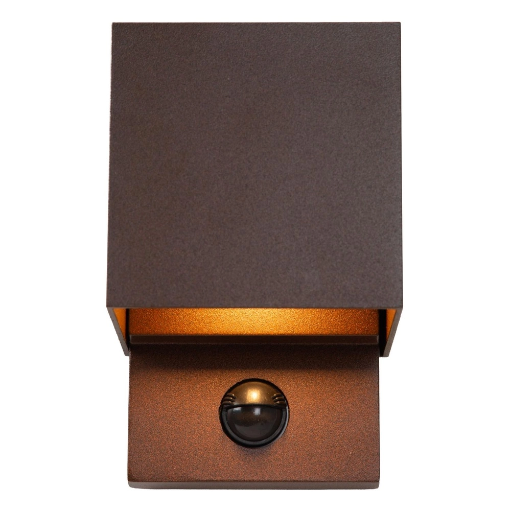 Vierkante wandlamp Tadzio met sensor roestbruin Lucide 5411212690265