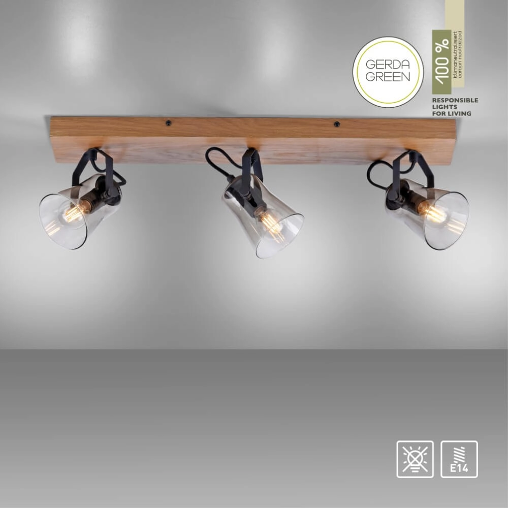 Plafondlamp Green Langstrom hout 3-lichts Just Light 4043689994884