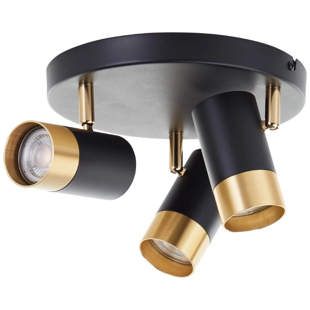 3-lichts opbouwspot Vigolo zwart met goud Brilliant 4004353441332