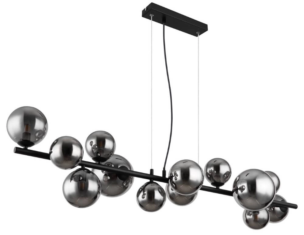 Design hanglamp Riha zwart met smoke glas Globo 9007371457823