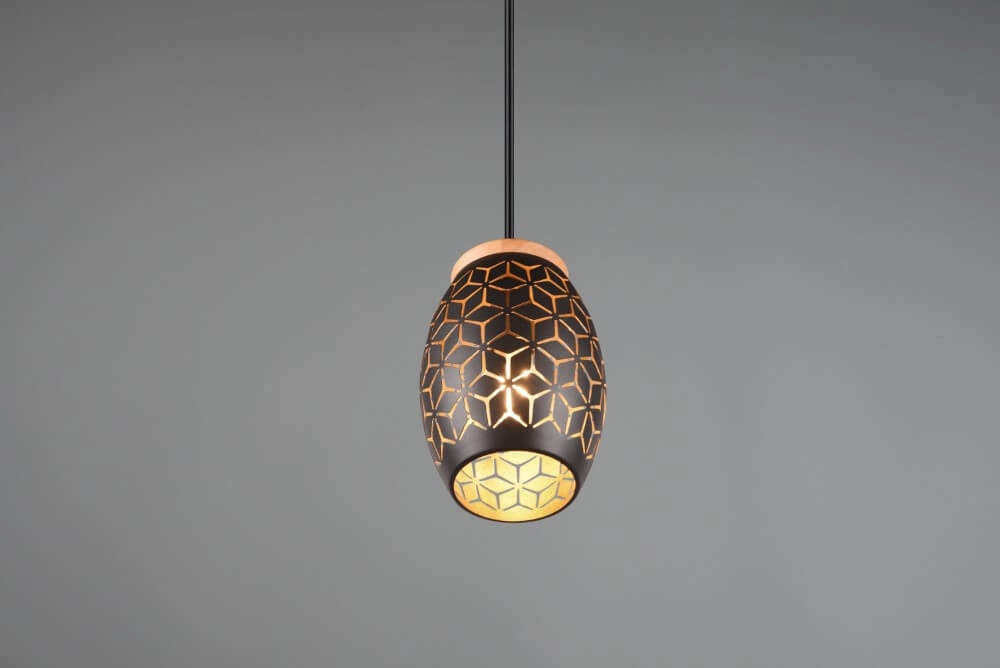 Zwart goude hanglamp Bidar design Trio 4017807574883