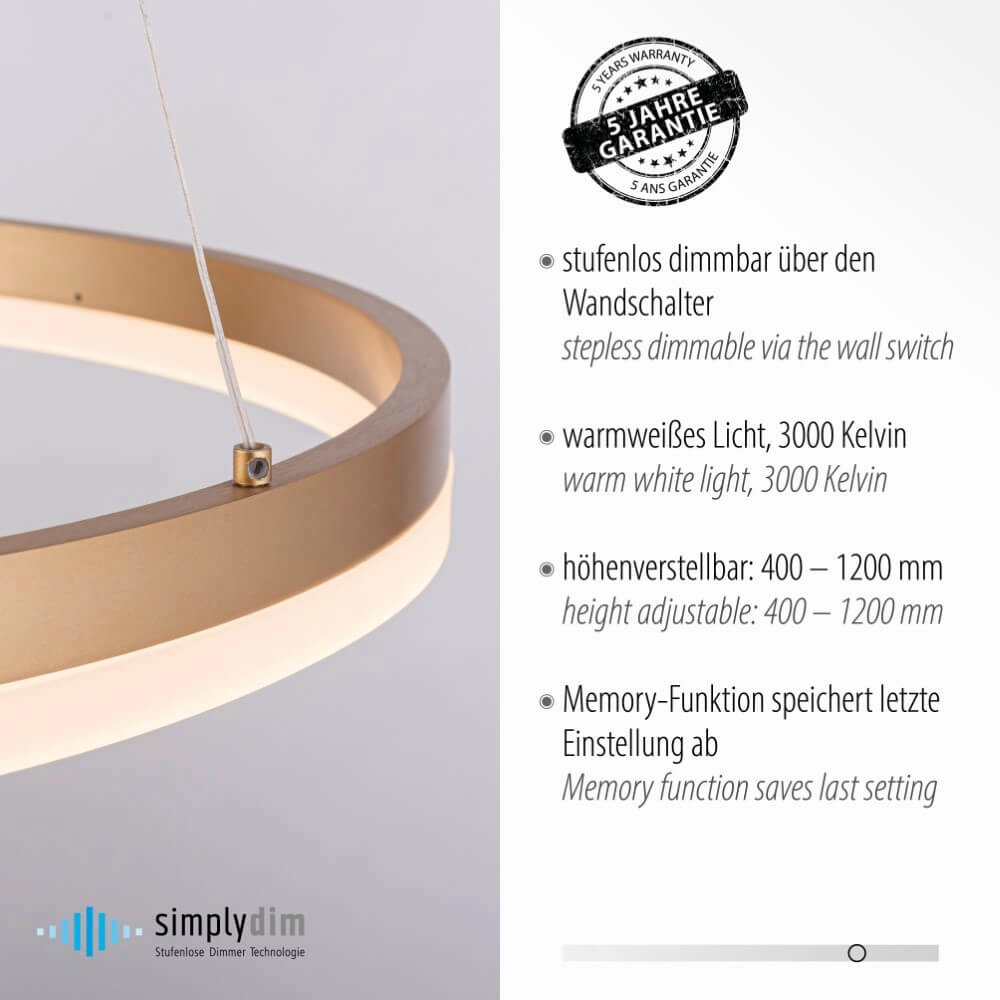 Moderne hanglamp Titus Ø 60cm antiek messing Paul Neuhaus 4012248362853