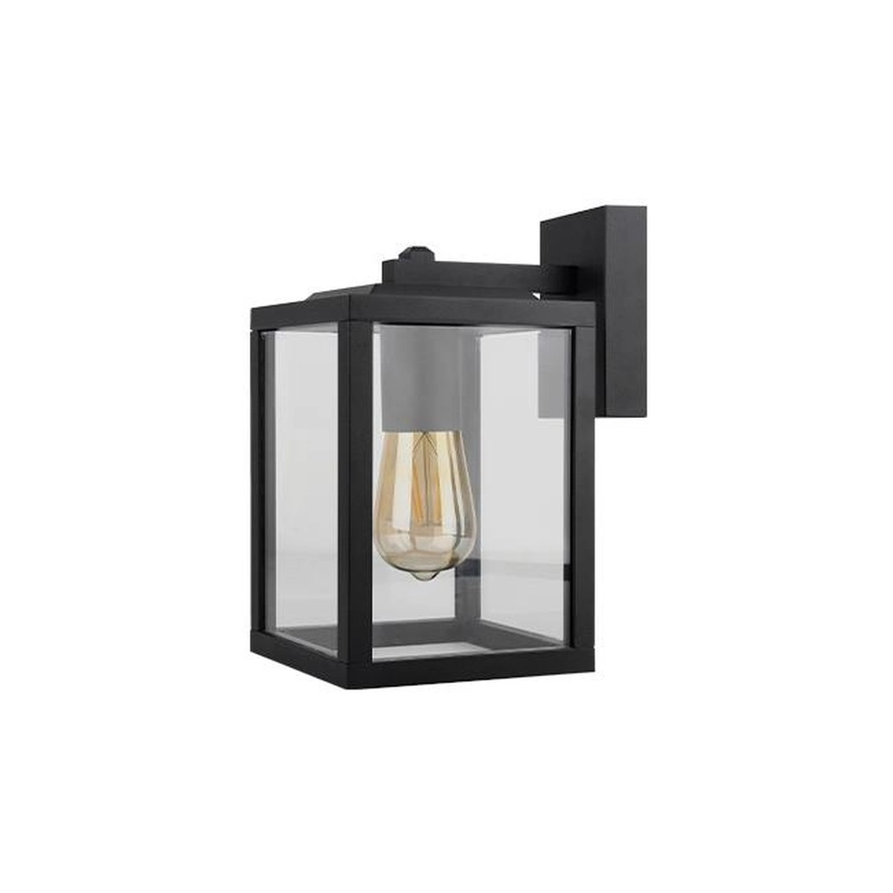 Zwarte buitenlamp Lidio met glas
