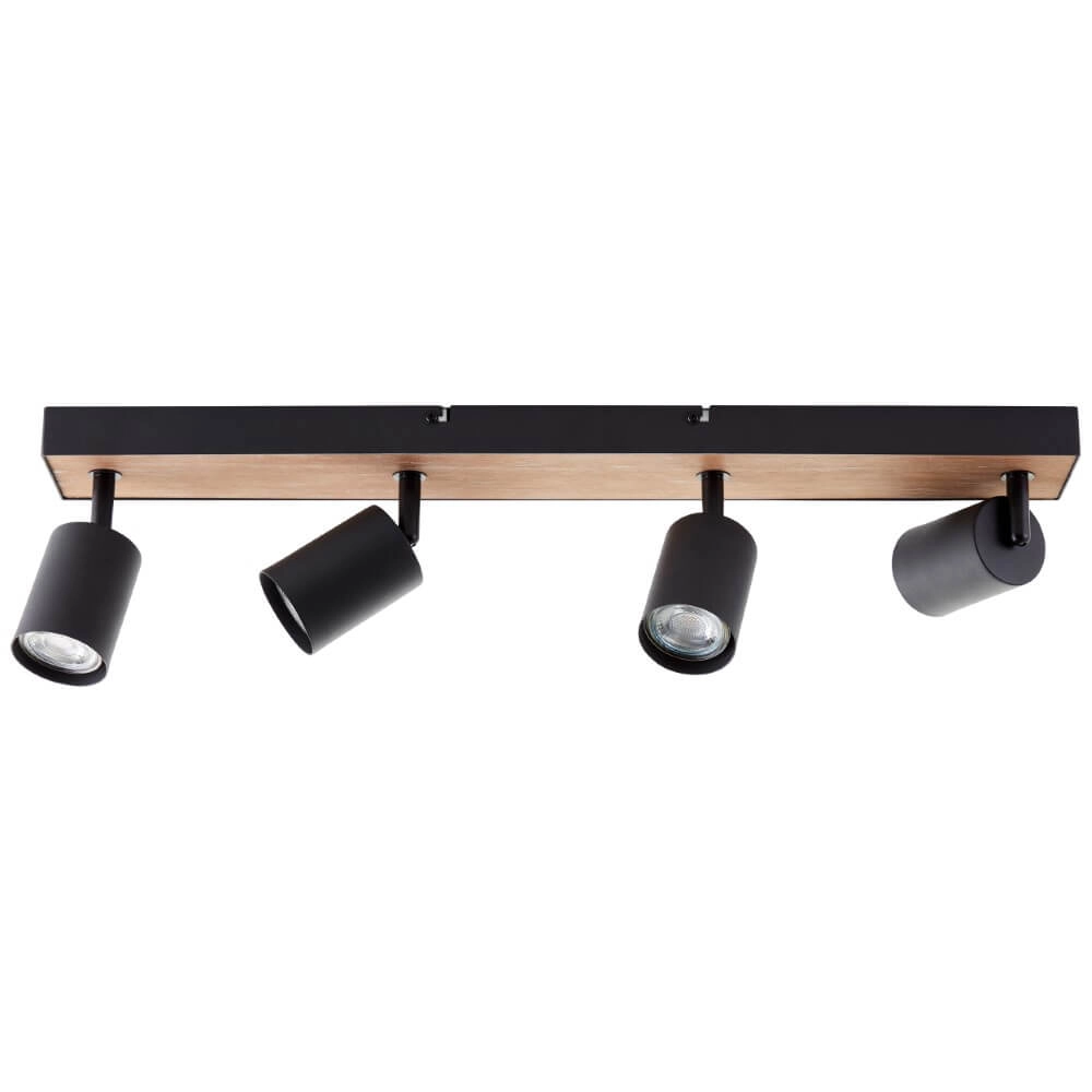 4-lichts lamp Jello Wood zwart met hout Brilliant 4004353428401