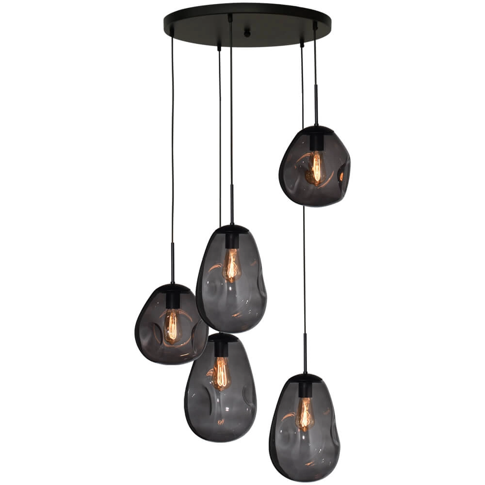 Vide hanglamp Lava 5x smoke glas Vide hanglamp Lava 5x smoke glas