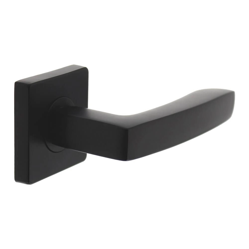 Strakke deurklink Minos vierkant rozet zwart Strakke deurklink Minos vierkant rozet zwart