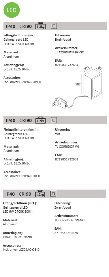 Design tafellamp Corridor zwart met roodkoper Artdelight 8719831732678
