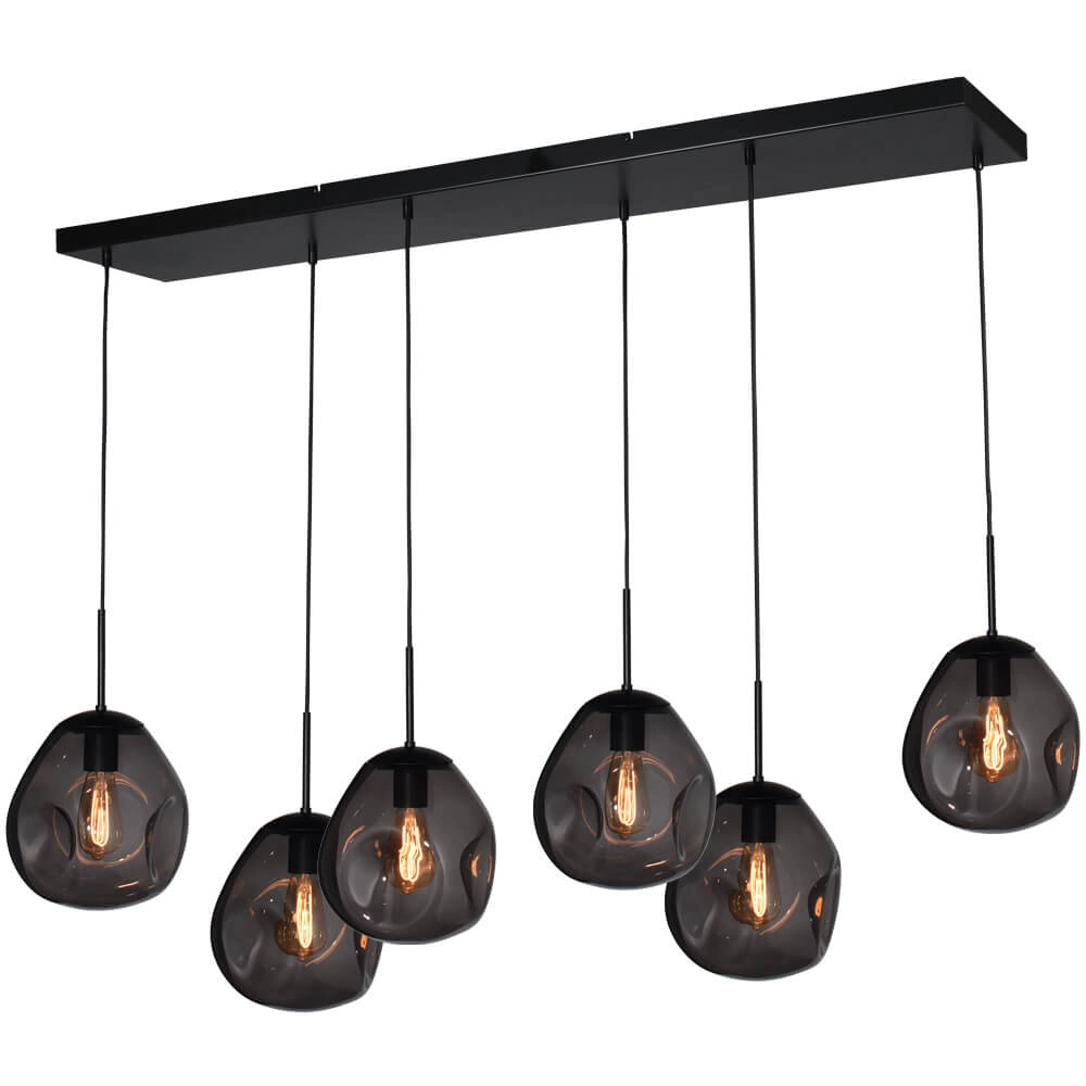 Hanglamp Lava 6x smoke glas Ø 24cm Hanglamp Lava 6x smoke glas Ø 24cm
