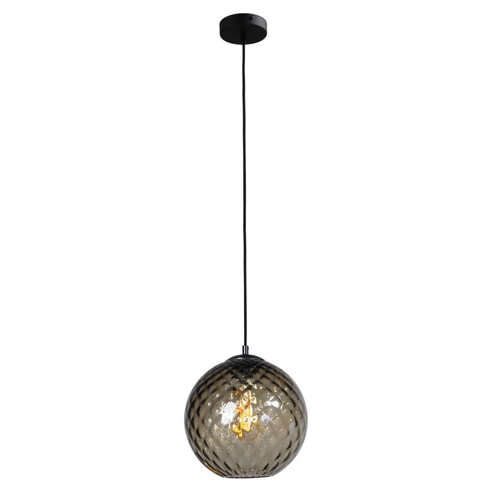 Zwarte glazen hanglamp Baloton Ø 30cm