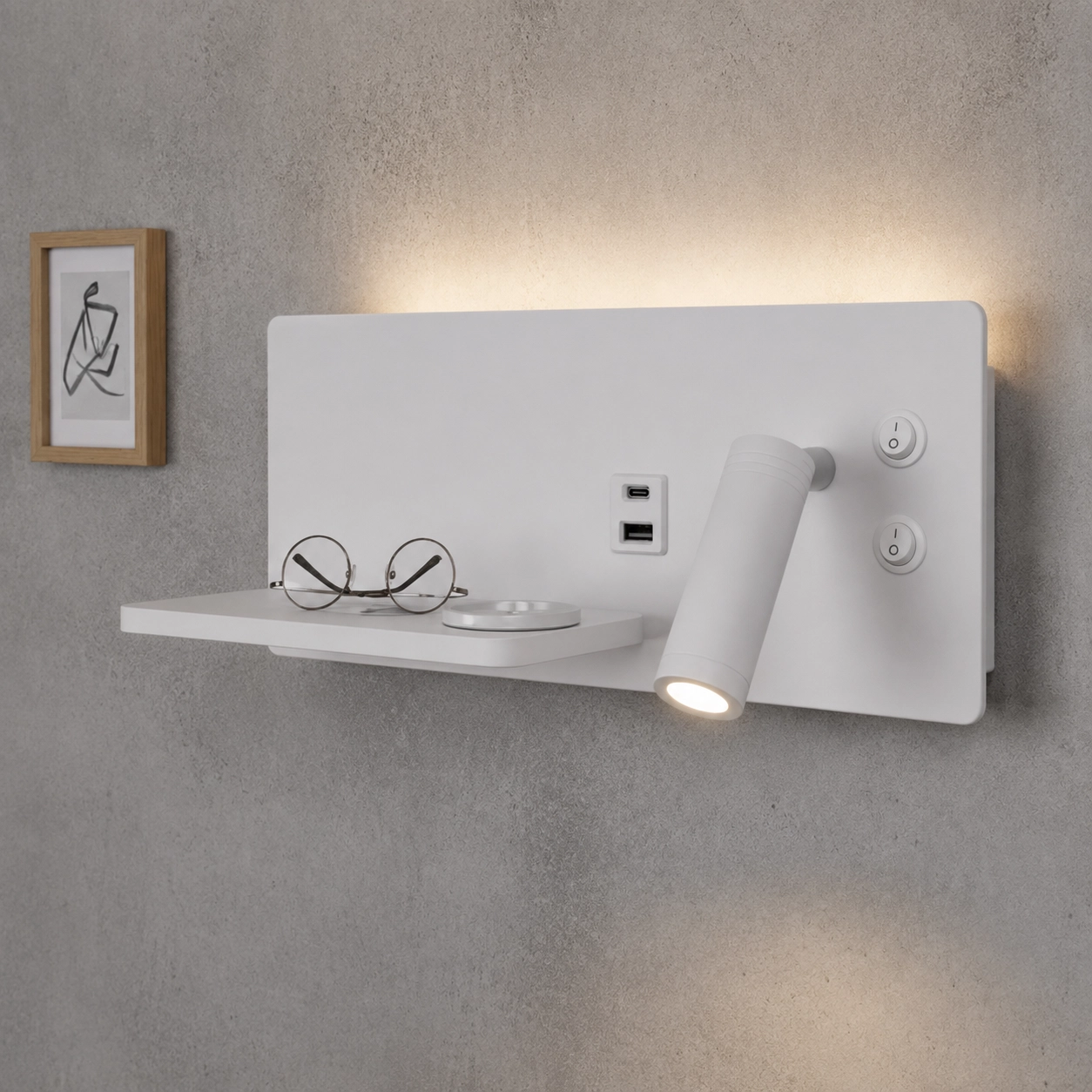 Bedlampje Charge rechts wit met draadloze oplader