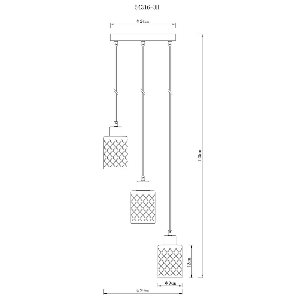Design hanglamp Alonso 3-lichts zwart rond Globo 9007371578252